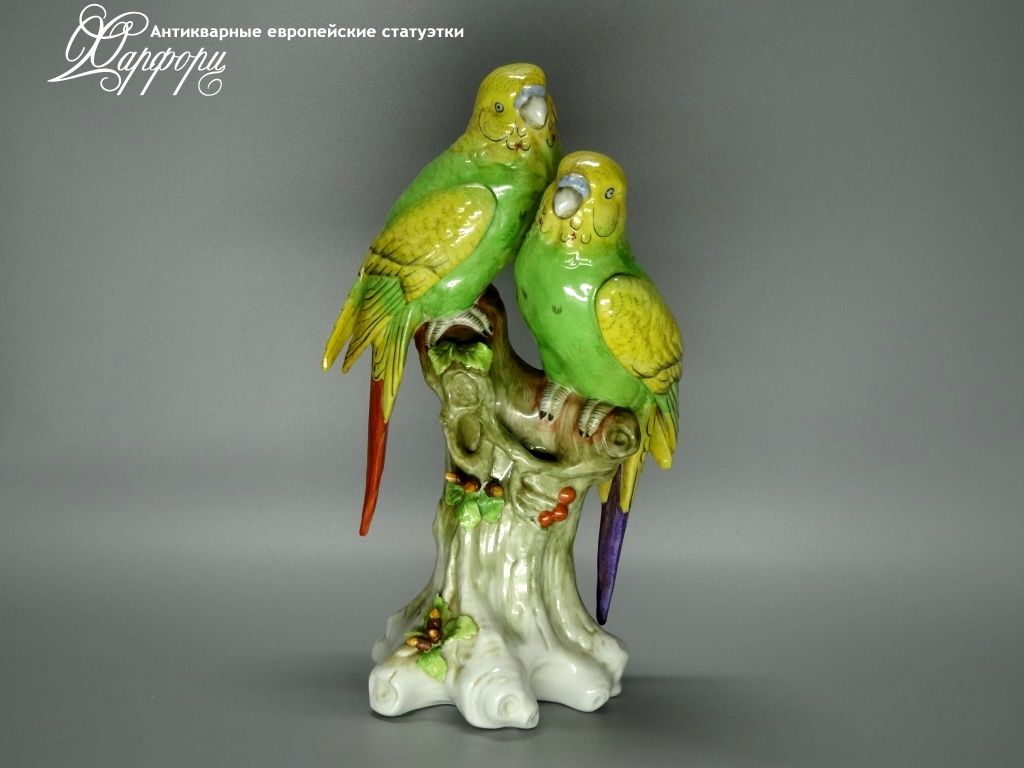 Купить фарфоровые статуэтки Sitzendorf, Волнистые попугаи, Германия